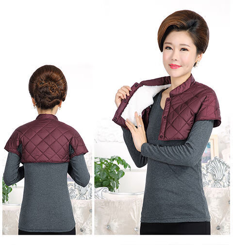 睡觉加绒加厚防寒中老年护肩膀冬季加毛男立领黑色m适合85110斤左右