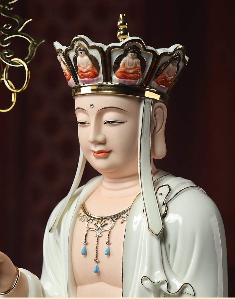 七珍陶瓷佛像水莲全堂佛小火彩观音如来弥勒地藏菩萨家用供奉d0888c19