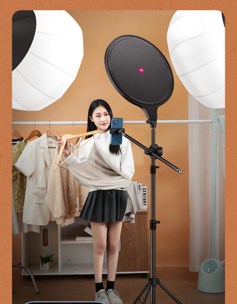 骏虹骁直播补光灯主播直播间灯面光打光支架美颜设备桌面柔光灯室内