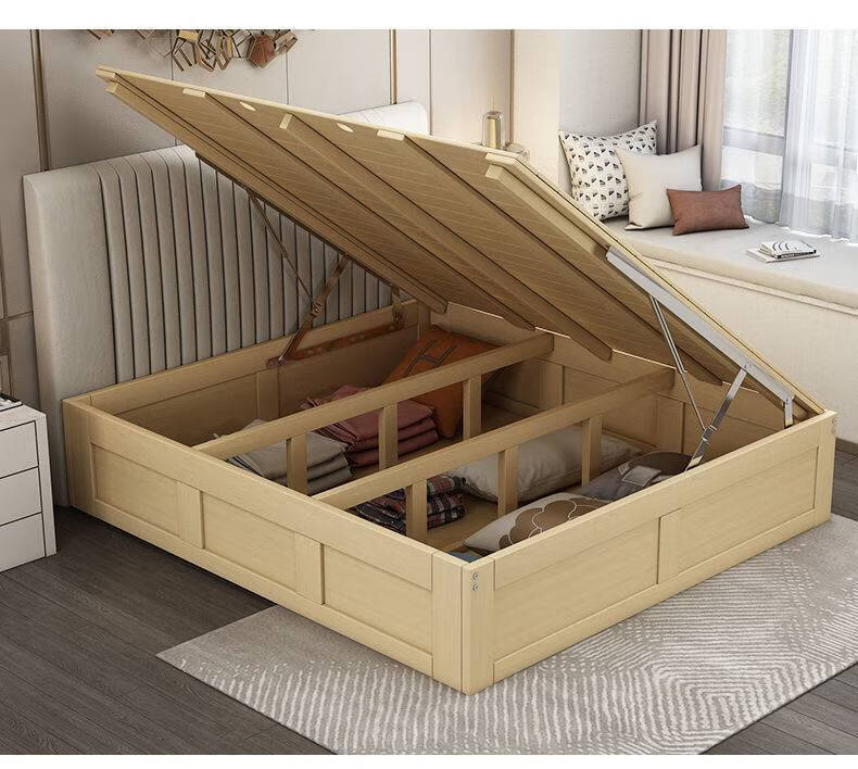 隐形床立墙式折叠床 实木榻榻米床架地台无床头松木单人双人床气压