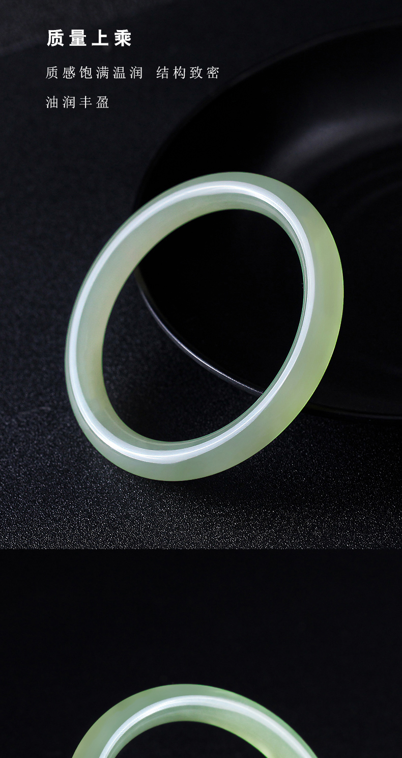 韩莹 新疆和田玉手镯细圆条青玉少女天然玉石冰底青细款镯子玉镯 冰底