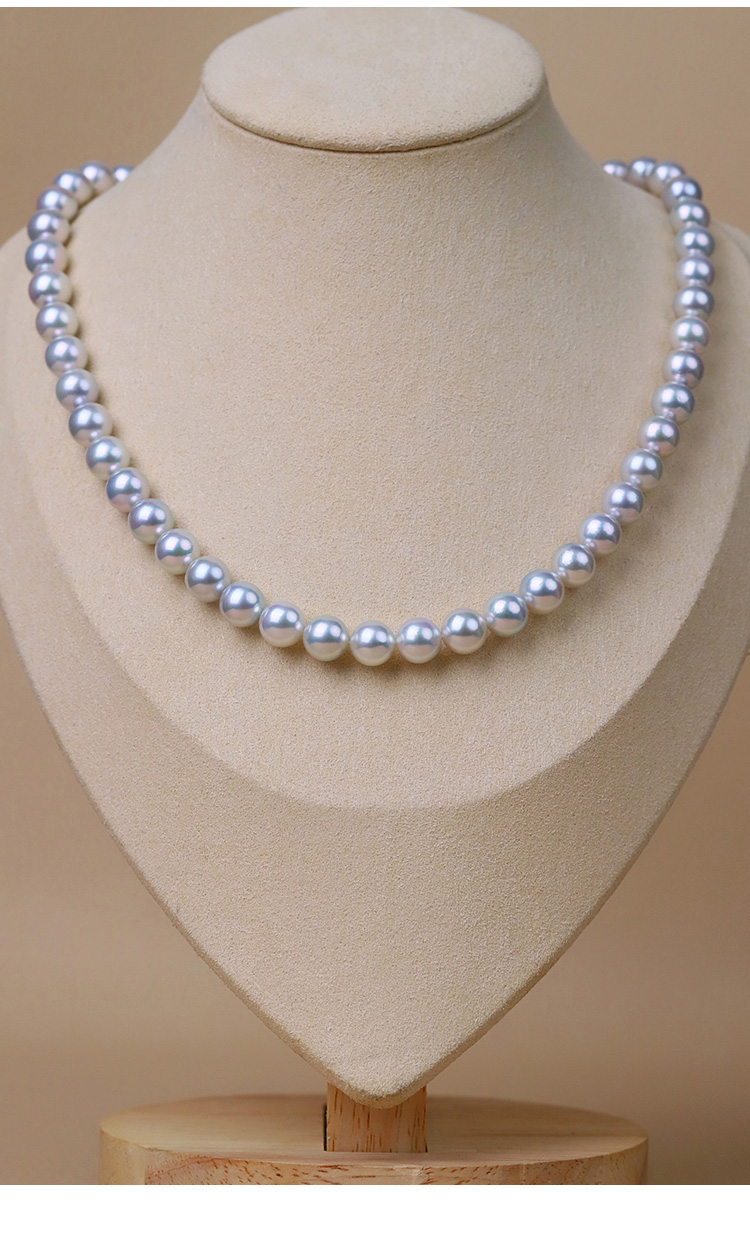 大溪地日本akoya珍珠项链强光泽海水真多麻珍珠珠链78mm送女友情人节