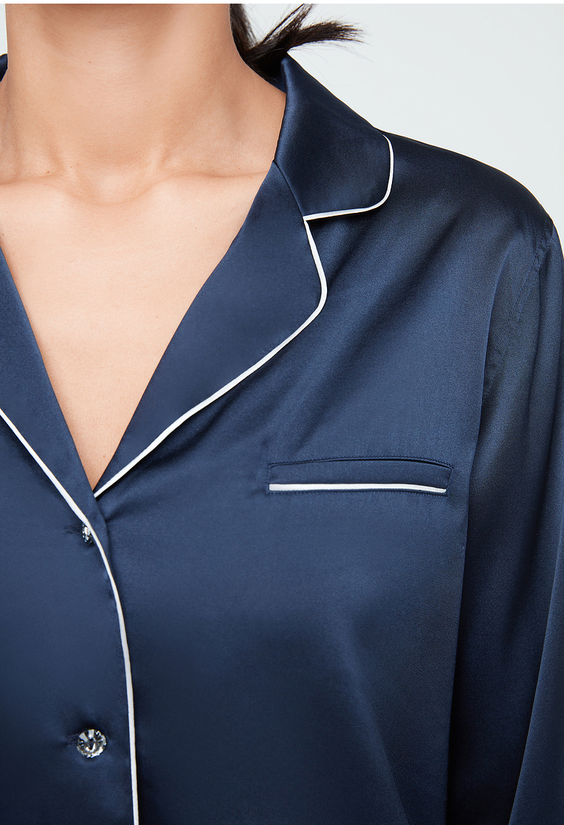 李沁同系列爱慕睡衣女士家居服丝享家ii桑蚕丝柔软长袖分身套装am