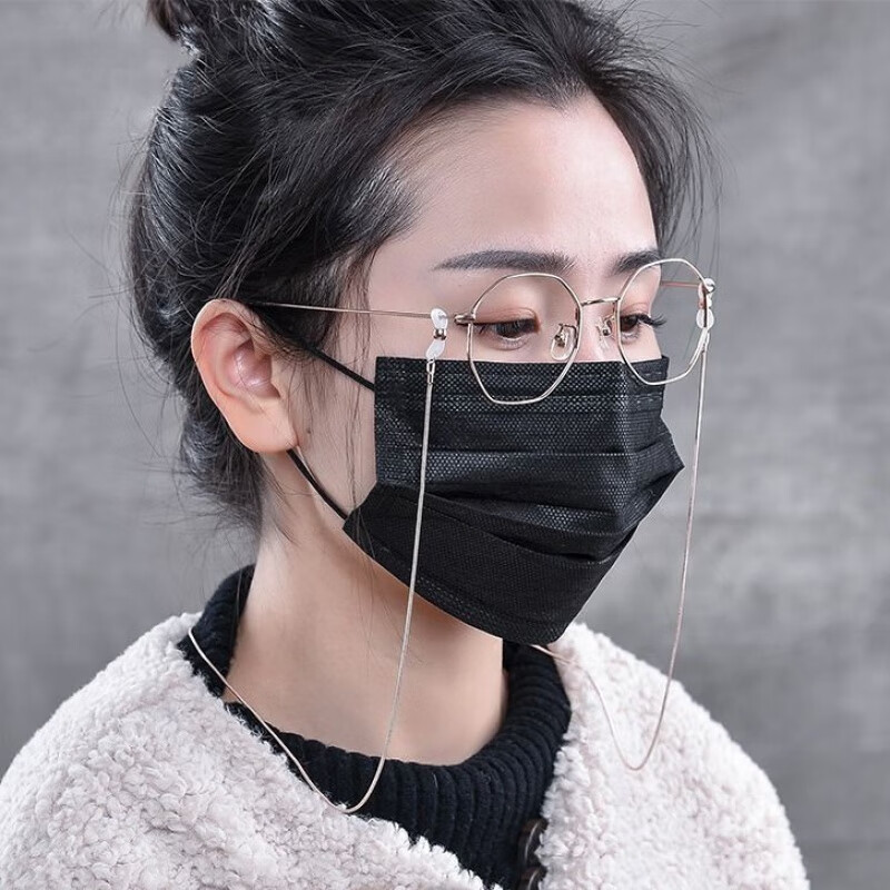 屿汐新品眼镜吊链眼睛眼镜女韩版潮复古金丝多边形素颜圆脸眼镜框带