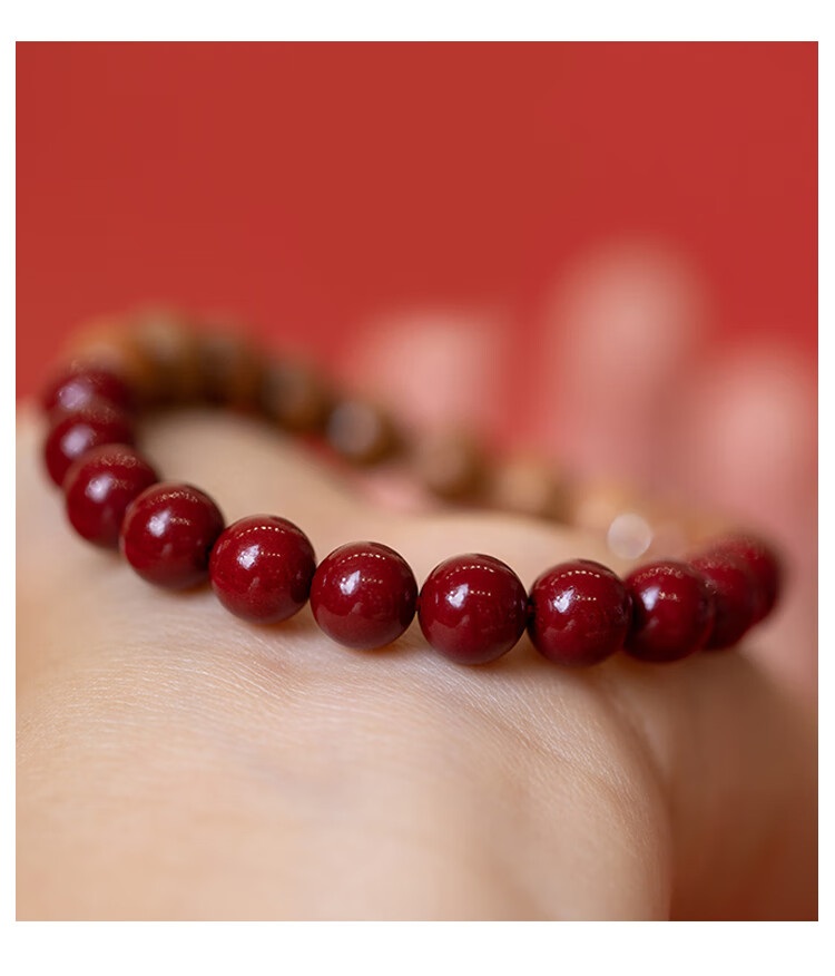 anti 老桃木朱砂手串珠子女士原矿紫金砂本命年木质手链女款手镯时尚