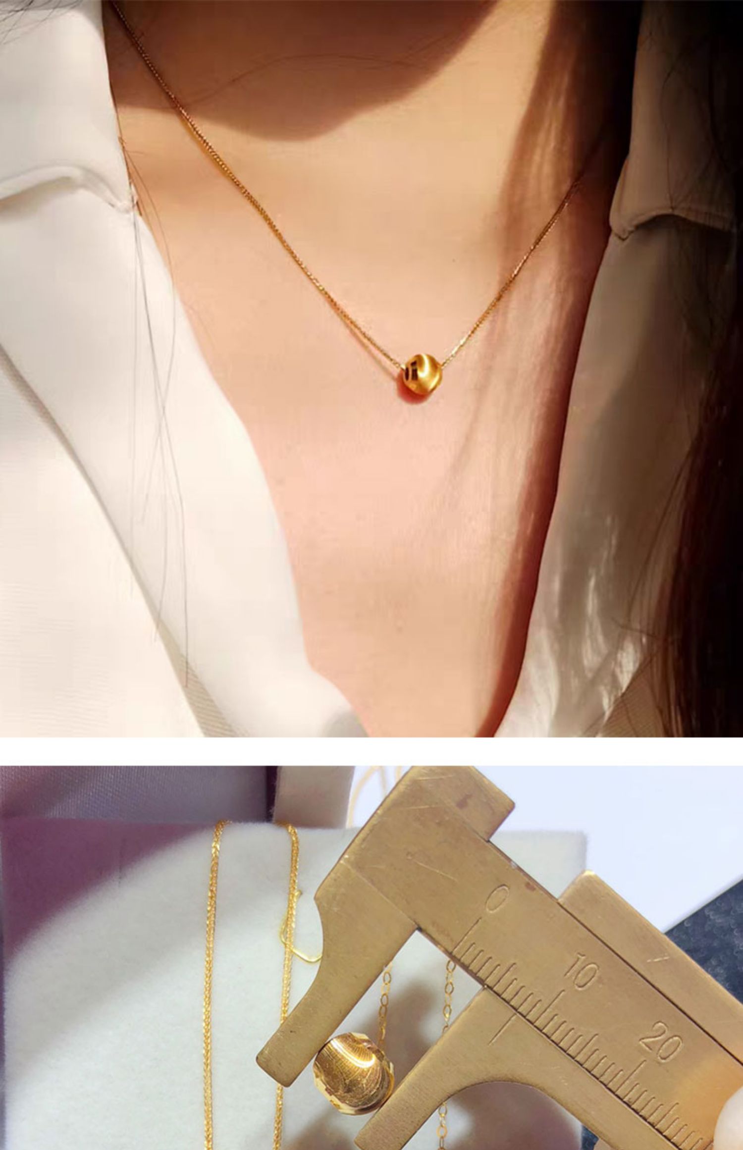 老凤凰同款999足金猫眼黄金吊坠女3d硬金路路通转运珠项链圆珠金珠子