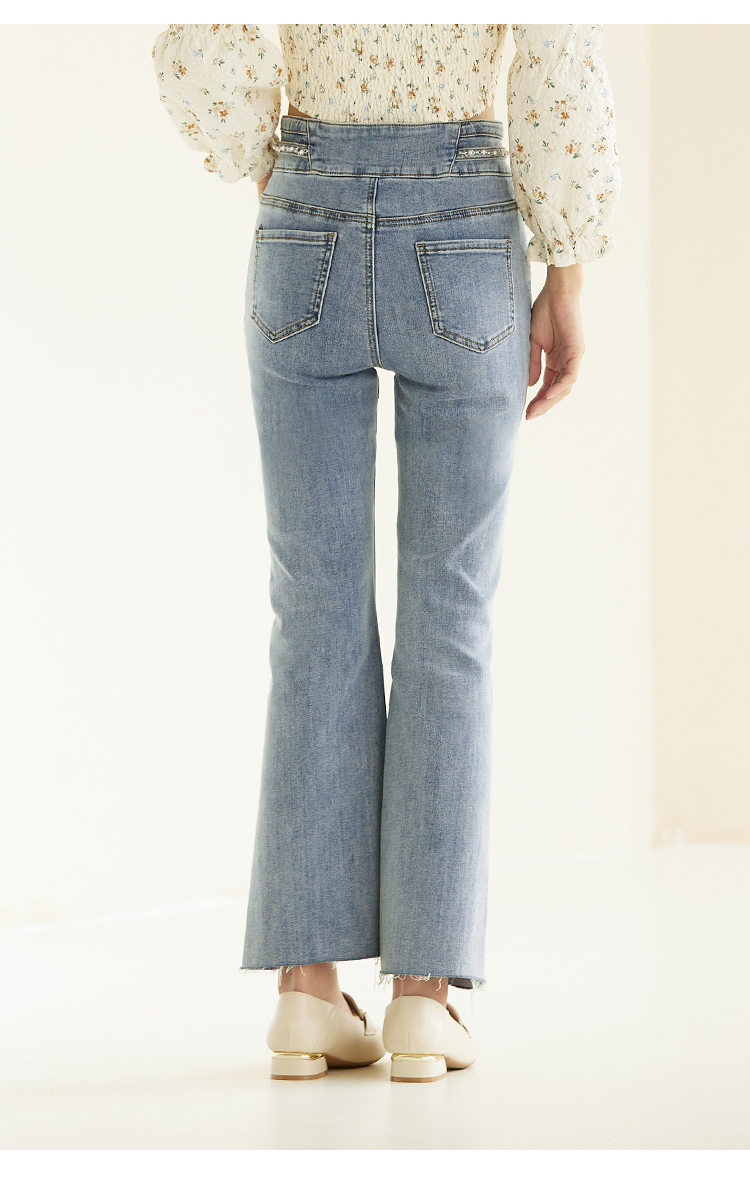 ief/爱依服新款小个子牛仔裤女复古微喇显瘦九分高街裤子ins2922a-n3