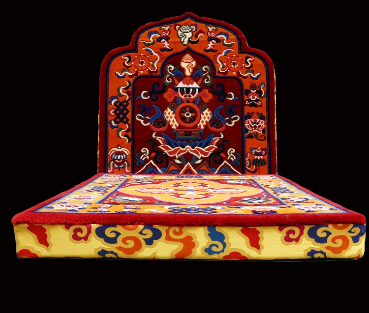 欧映藏式坐垫羊毛八吉祥上师法座靠背打坐垫拜垫柔软舒适上师打坐垫
