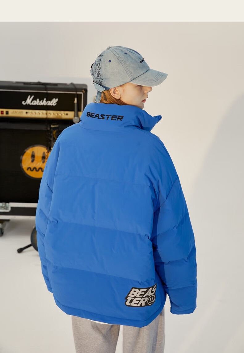 beaster反光羽绒服 beaster奥莱小恶魔鬼脸简约刺绣潮牌时尚街头潮流