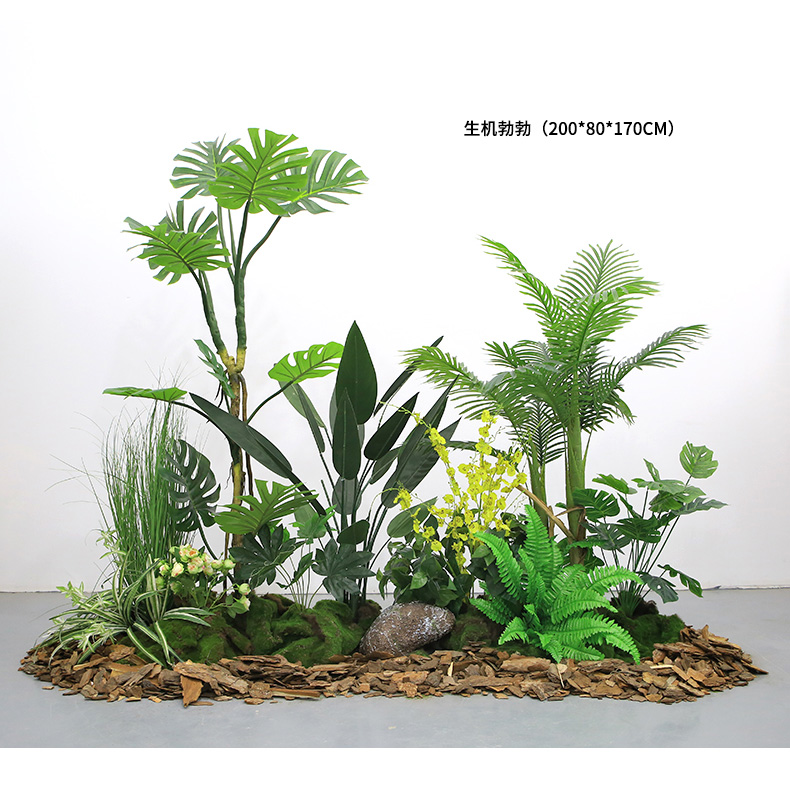 麦桑荷室内大型仿真绿植景观酒店样板房假植物造景楼梯间植物盆栽装饰