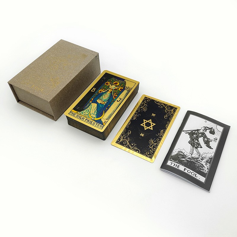 轻奢高端高端木质黑色版thefooltarot经典塔罗牌127英文塔罗黑色black