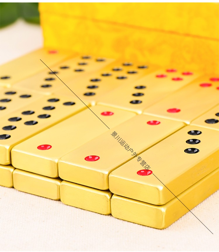 黄铜牌九道具麻将牌骨牌土豪金天九牌大小号牌九顶牛广东牌九 大号