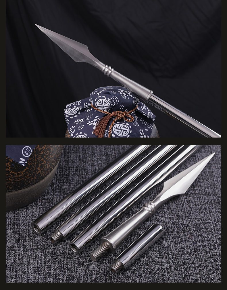 防身兵器库不锈钢组合三节枪可拆卸武术红缨长抢短枪长棍短棍可定做未