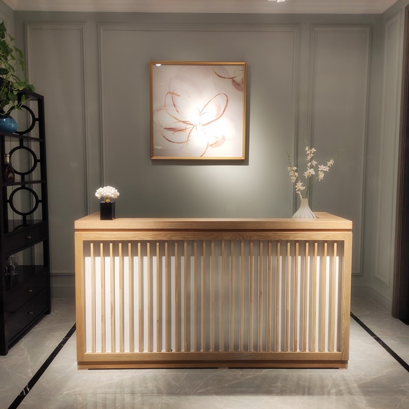 灵烦新中式服装美容院接待台养生馆理发店前台日式吧台茶楼餐厅收银台