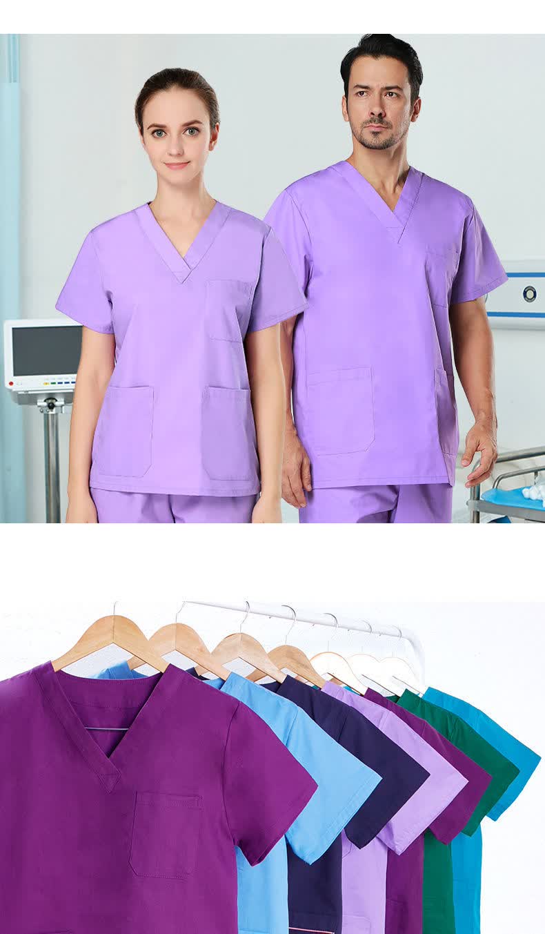 服男可开票牙科口腔医生护士服美容院可开票男短袖墨绿洗手衣纯棉l