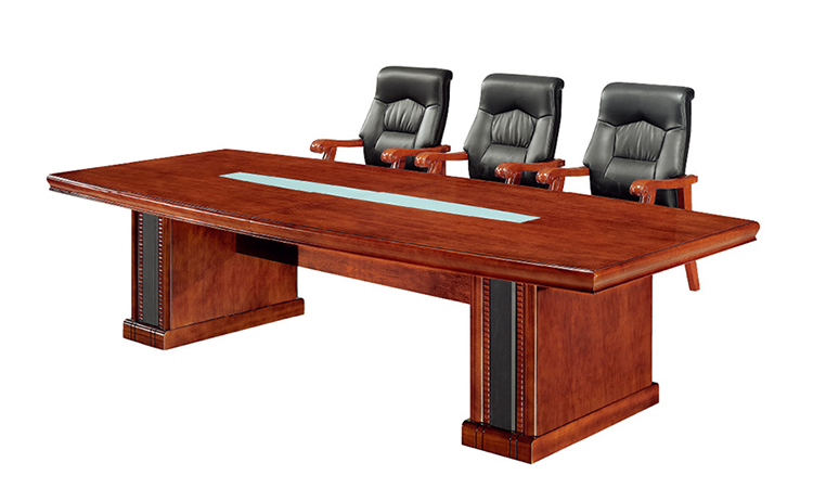 94027会议桌长条桌贴实木皮会议台会议室洽谈桌 3200*1360*760(弧边)