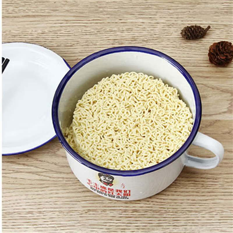 加厚老式饭盒串串泡面碗带盖大怀旧搪瓷缸子定制logo老式中式复古碗