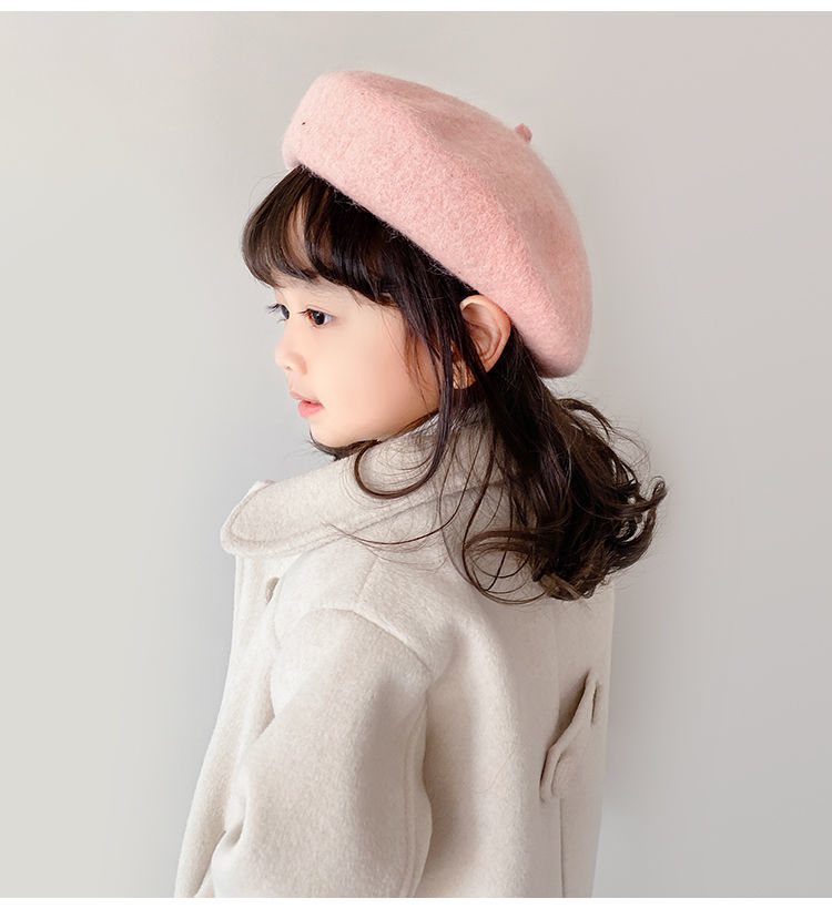 赫珺儿童贝雷帽女童帽子秋冬季亲子女宝宝蓓蕾帽黑色婴童款4850cm24岁