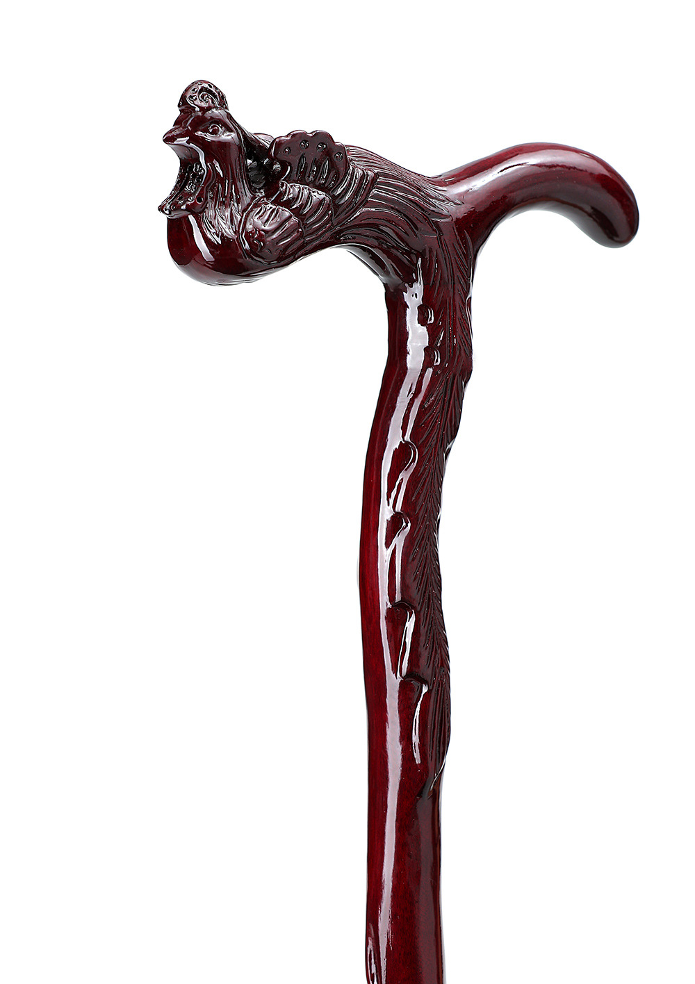 高级龙头拐杖桃木红木登山防滑手杖拐棍送老人礼物父节礼盒装 精雕