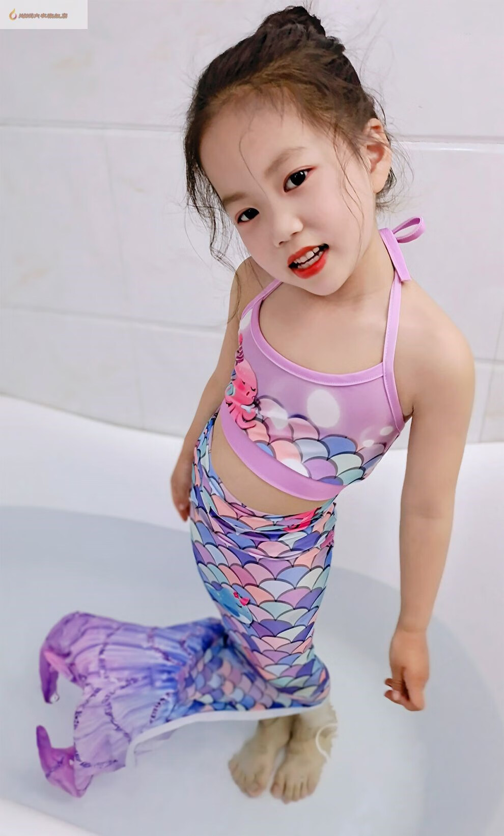 卡灰猫美人鱼衣服美人鱼尾巴 儿童女童小童中大童女生公主宝宝道具