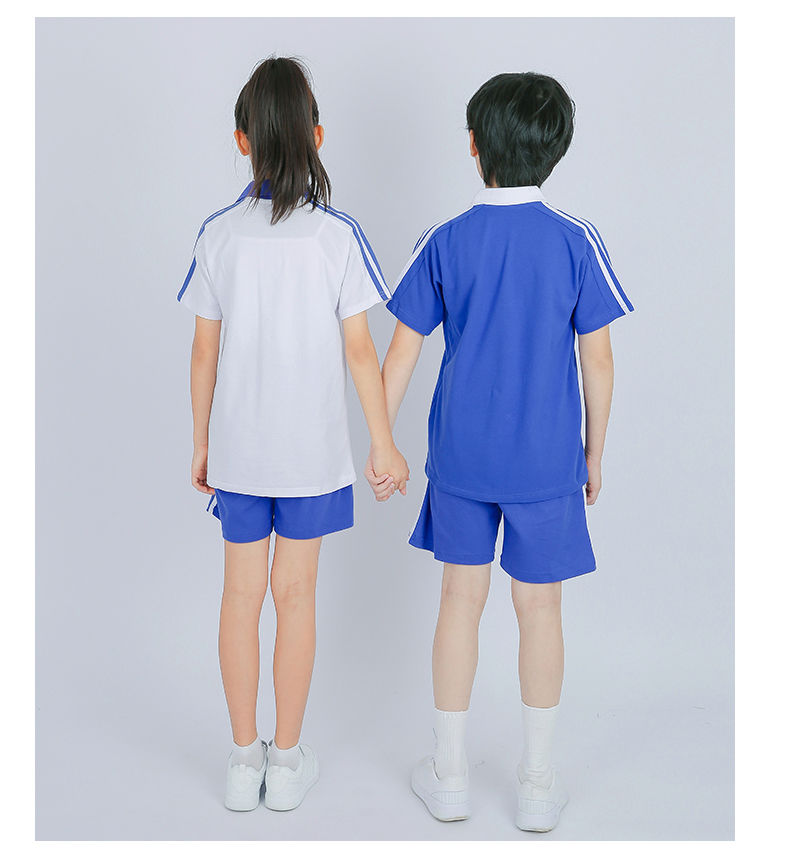 簘蕥深圳校服小学男女生小学生中学夏季运动套装学生校服蓝白短款校服
