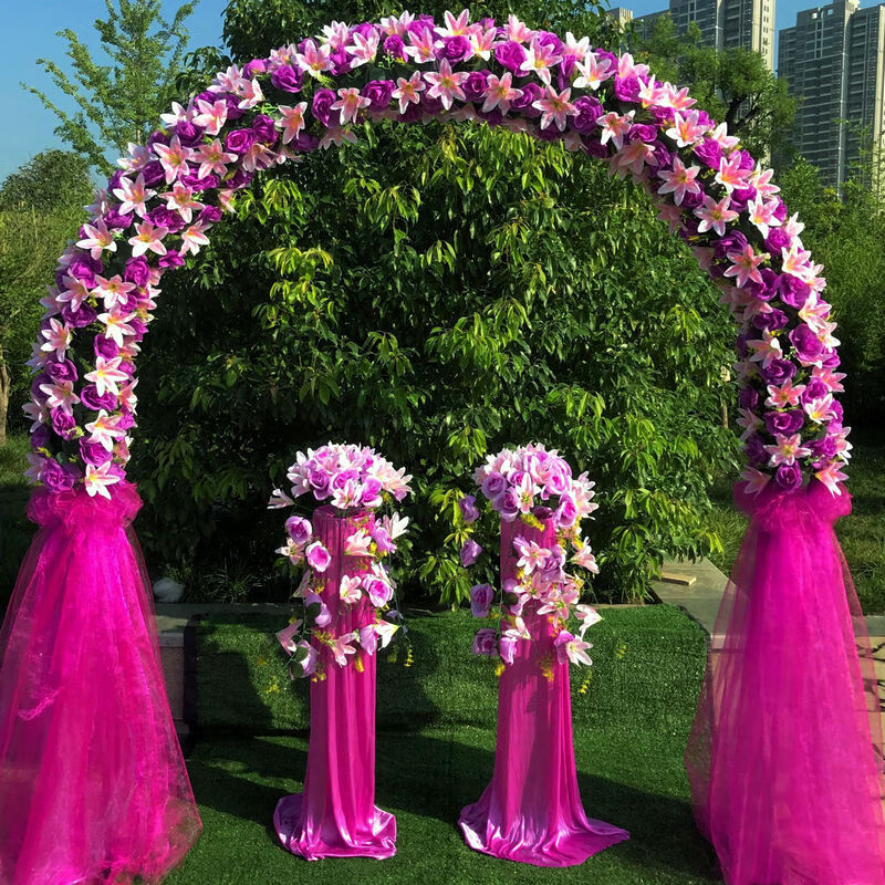 蝴蝶萱繁佩婚庆拱门结婚花门绢花拱门开业庆典活动布置喜庆花架铁艺