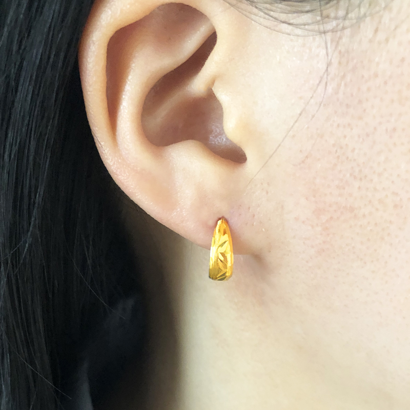 老凤凰黄金耳环9999足金女款耳圈大小耳包足金饰品真金首饰送妈妈奶奶