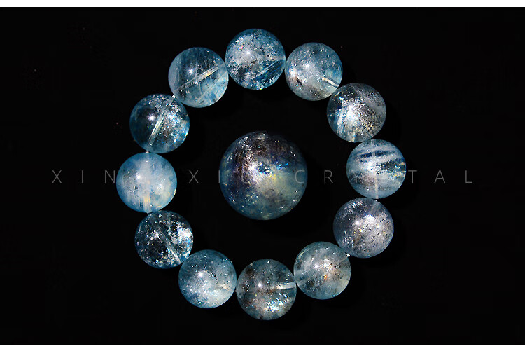 自然星空海蓝宝手链女星光猫眼海水蓝宝石水晶手串男福神石饰品桔红色