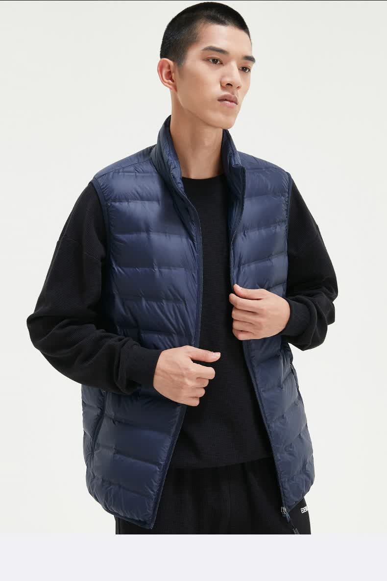 edenbo爱登堡秋冬新品经典无袖休闲潮流男士羽绒服马甲外套黑色160m