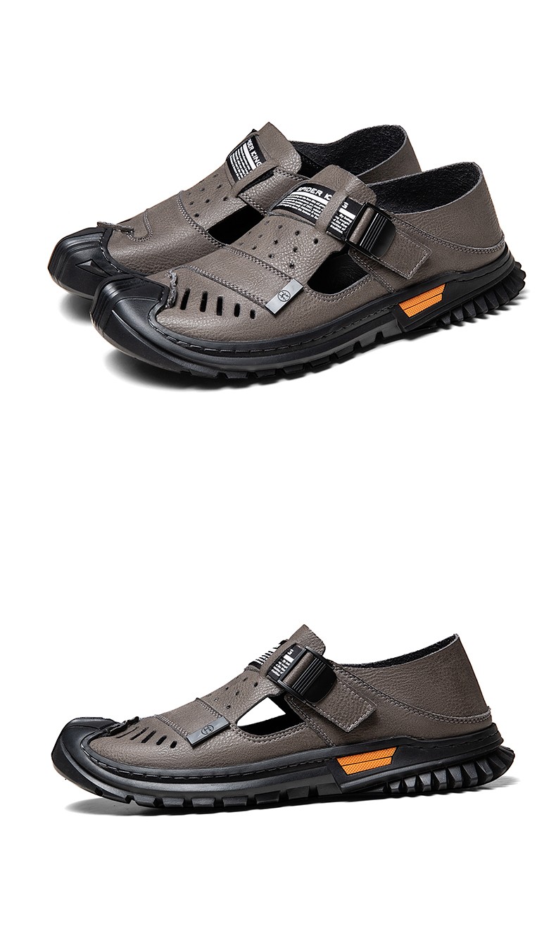 蜘蛛王男鞋2022夏季皮凉鞋男牛皮凉拖两用休闲日常休闲鞋子男02673