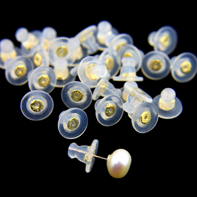 飞碟高级耳迫耳堵耳塞耳钉后堵头防掉耳帽硅胶耳扣耳背皮堵飞碟金色1