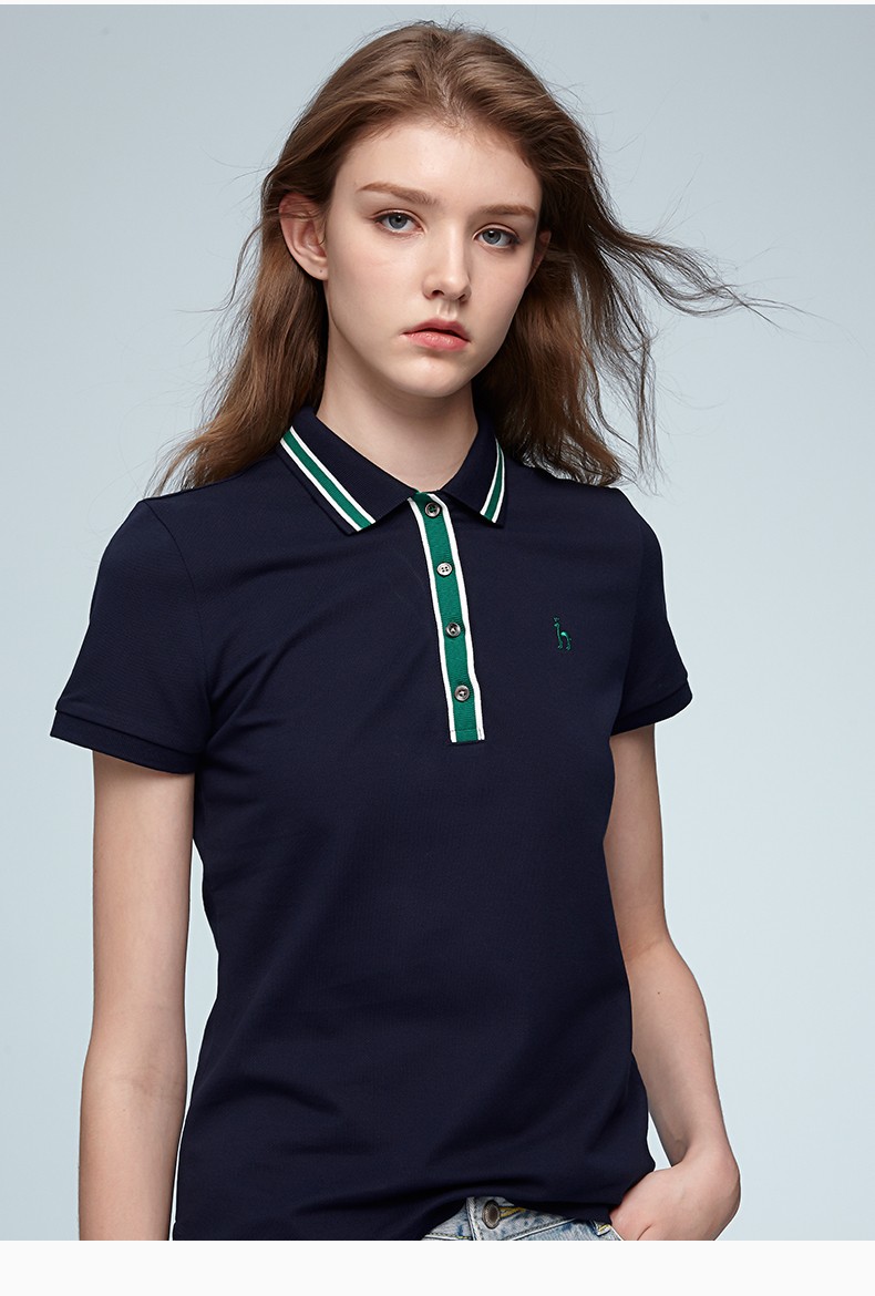 商场同款哈吉斯hazzys夏季新款polo衫女领子撞色条运动风polo衫astse