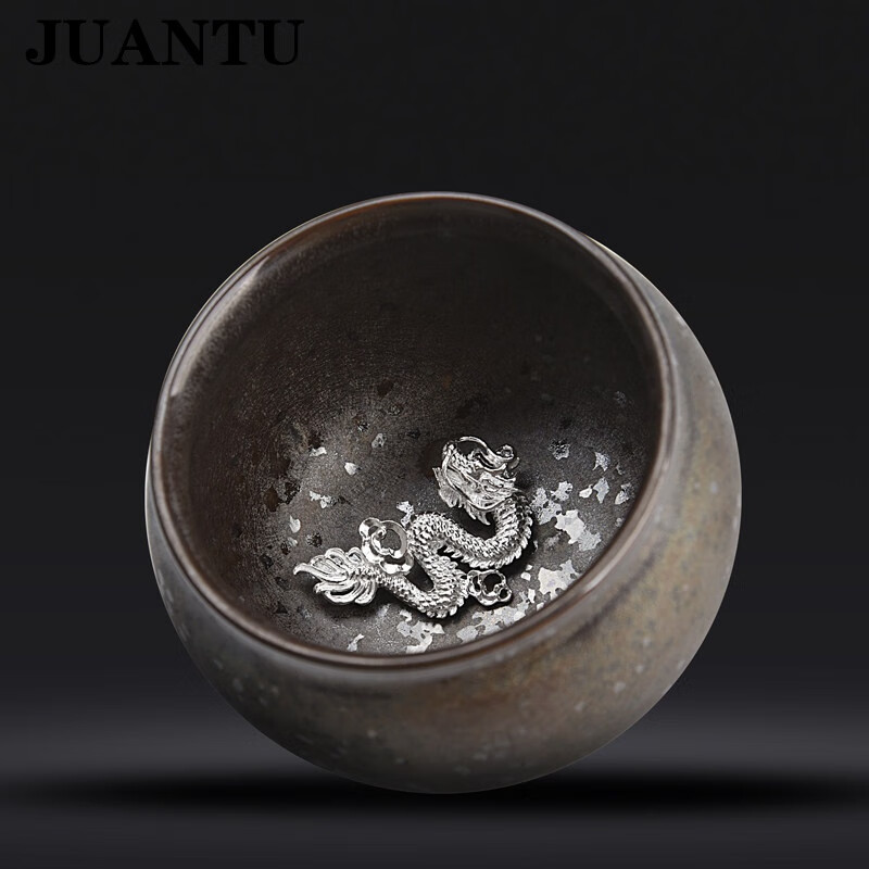 juantu茶具陈为椿镶银鱼天目釉建盏茶杯陶瓷窑变家用名家功夫主人杯盏