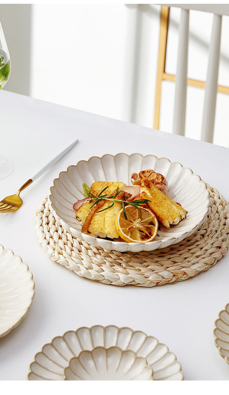 茵迈陶瓷纯白色盘子菜盘早餐盘好看的长方形点心盘碗碟ins风35英味碟