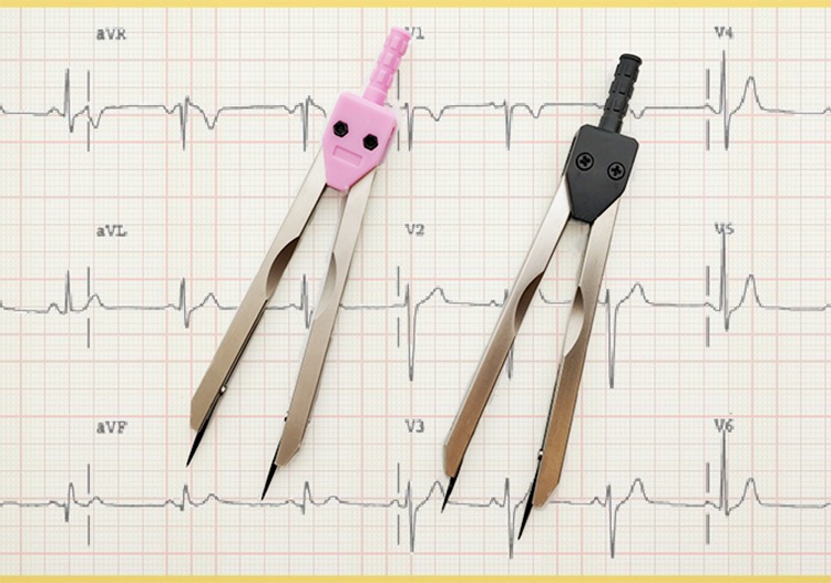 心電圖分規圓規心內科分軌帶套有刻度測量尺繪圖口袋便攜藍色分規小