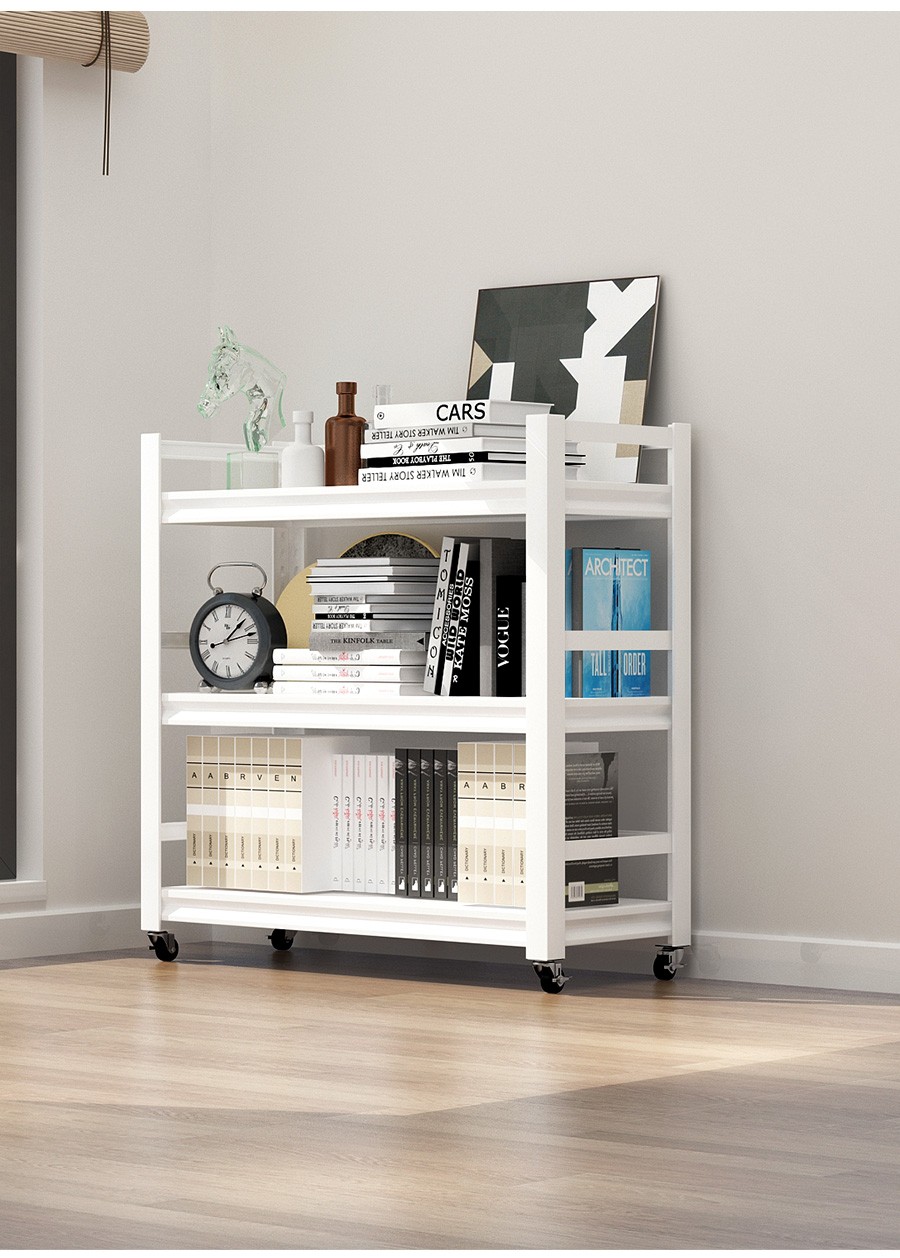 漫仕 书架家用可移动书架铁艺书架多层绘本架现代简约客厅图书收纳