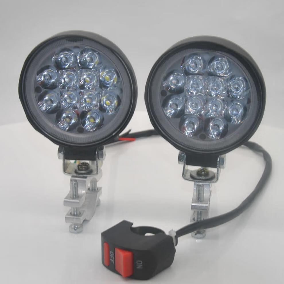 摩托车灯电动车超亮led灯12v24v36伏48v60v72v85v防水三轮车大灯 9珠