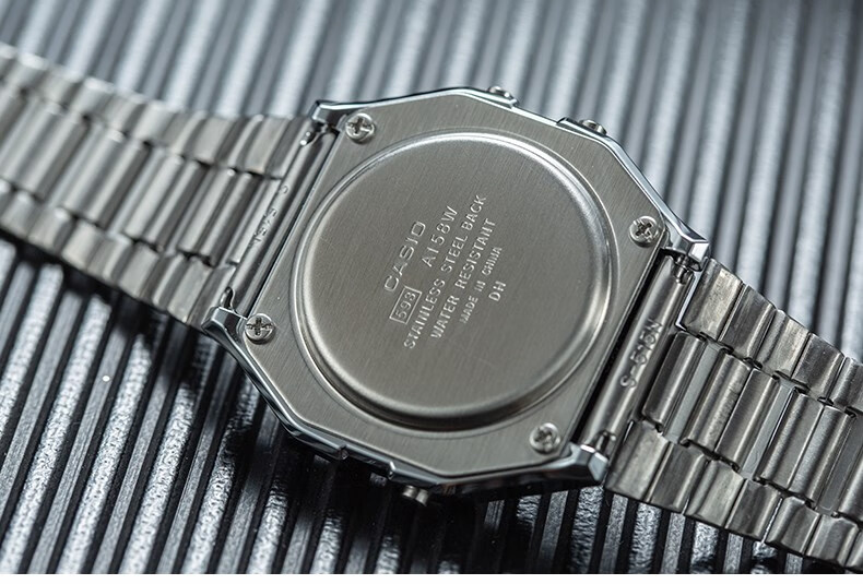 卡西欧手表复古小方块银表石英男女学生防水a159w a158w a159wa-n1df