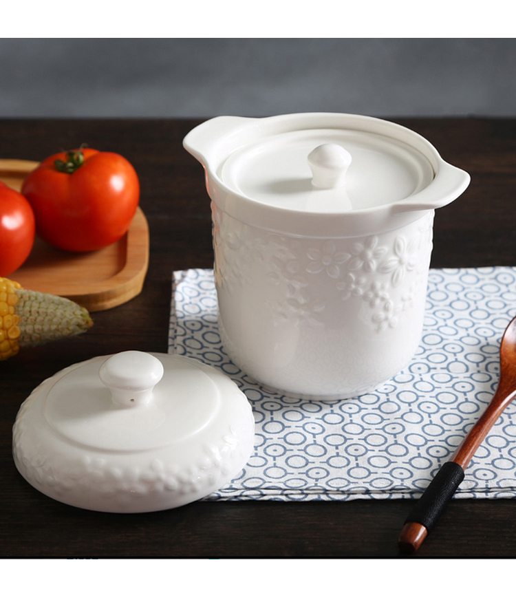 骨瓷陶瓷炖盅碗单1-2人日式隔水炖燕窝双盖双耳养生汤盅炖罐带盖 顺祥