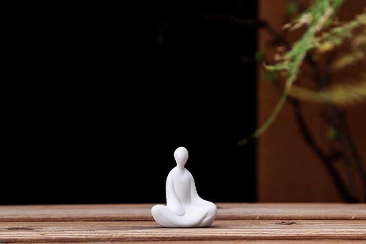 创意陶瓷手工迷你无相佛禅意人物白瓷盆景家居客厅装饰中式小摆件一套