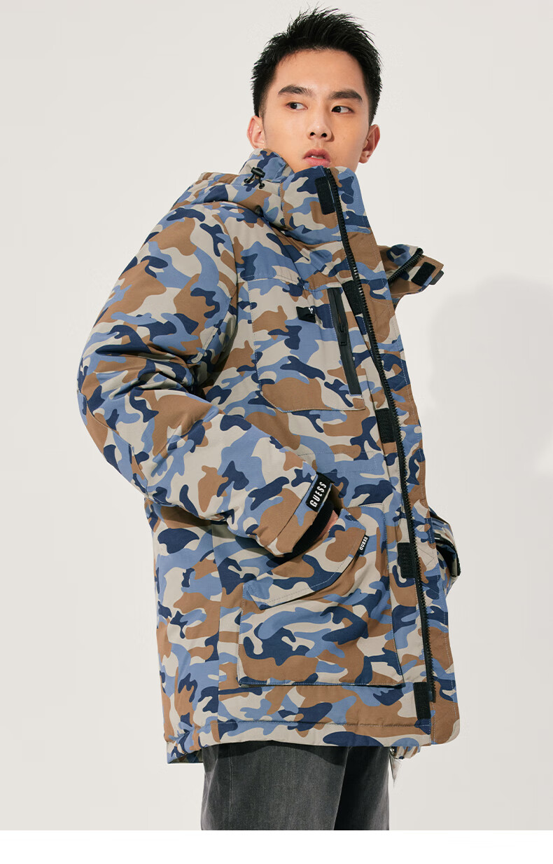 guess个性秋男连帽拉链简约保暖鹅绒羽绒服-m1pl51w55r9 g7hm-浅灰色