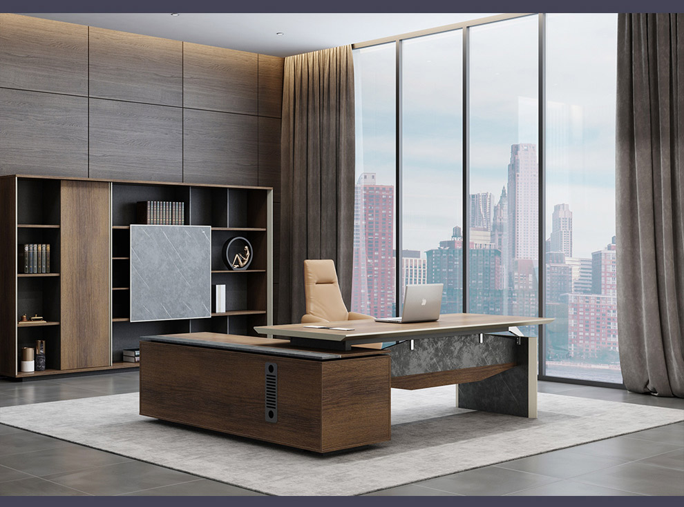 骑士系列星林源办公家具高端商务现代简约总裁办公室老板桌板式大班台