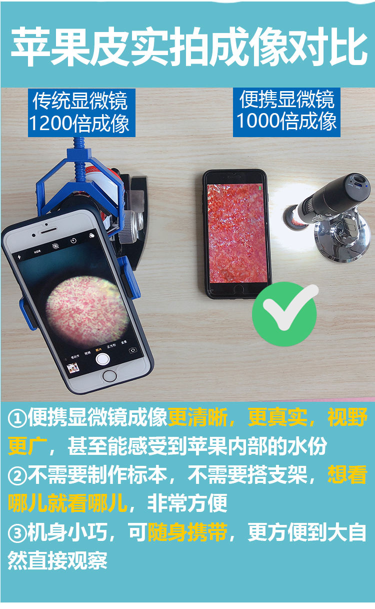 显微镜电子usb显微镜高倍便携高清迷你小型电子放大镜皮肤毛囊检测 有