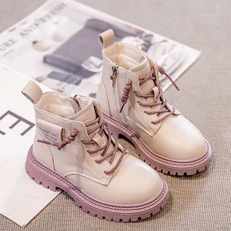 迪士尼disney女童鞋二棉鞋马丁靴2021冬季儿童短靴秋冬靴子小童加绒女