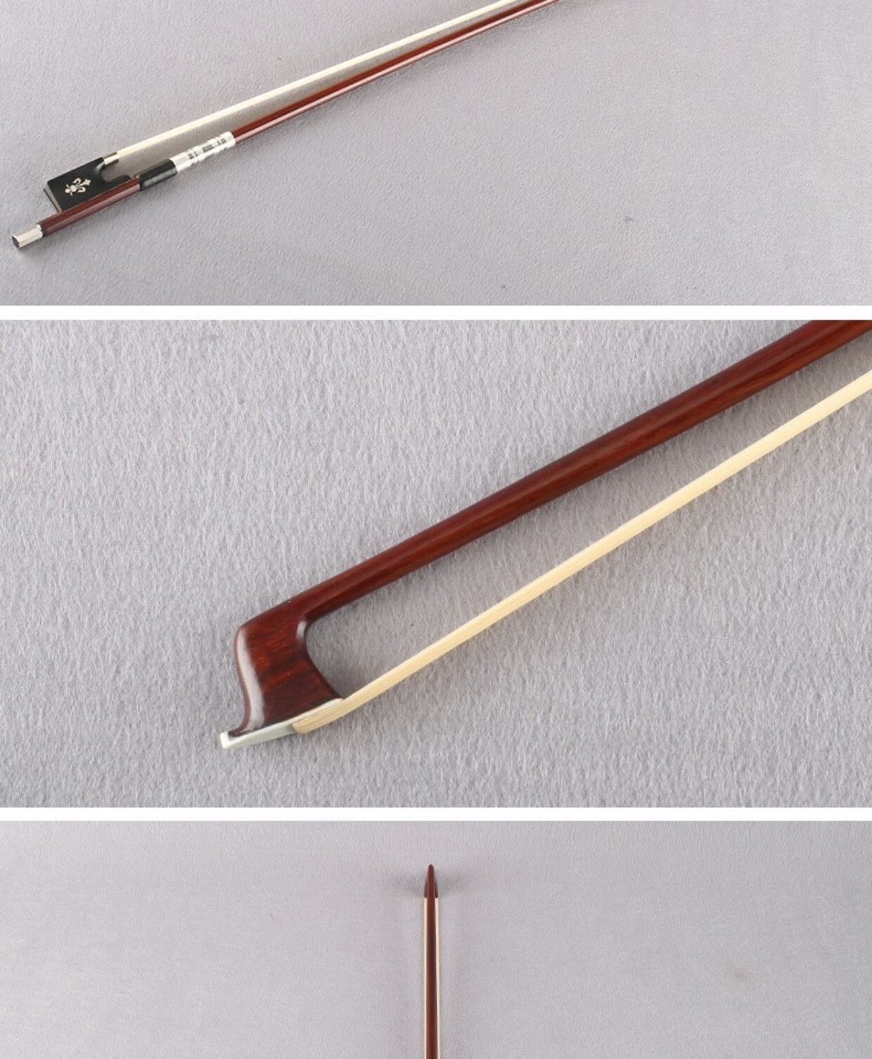 巴西绿檀小提琴琴弓专业演奏级马尾毛圆杆高档苏木4/4弓子配件 1/4