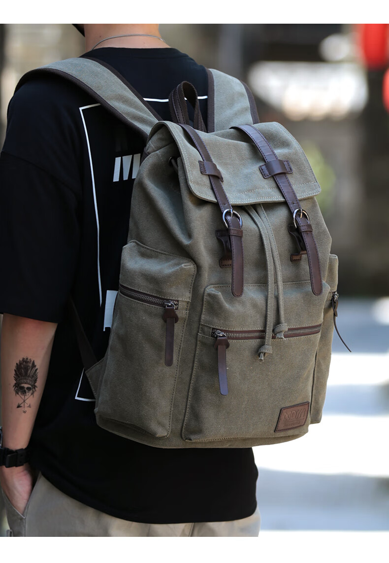 Fanzhe Canvas Casual Simple Backpack Men Korean Style Travel Bag Trendy High School Student Schoolbag 4