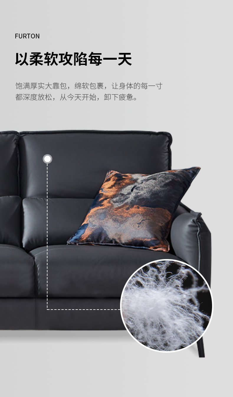 非同沙发非同家居意式轻奢进口纳帕真皮沙发组合三人位现代简约客厅