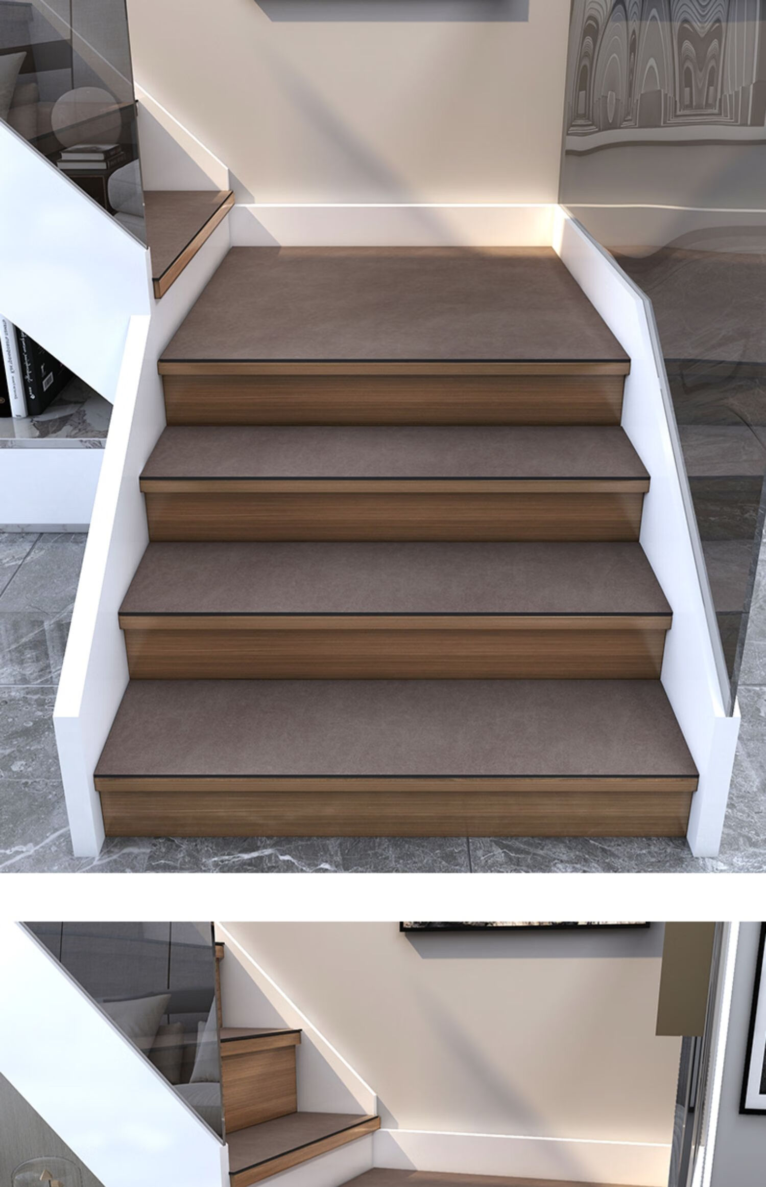 家用隔音防滑阶梯满铺垫子脚踏地垫可定制台阶 七彩皮楼梯垫-极简藏青