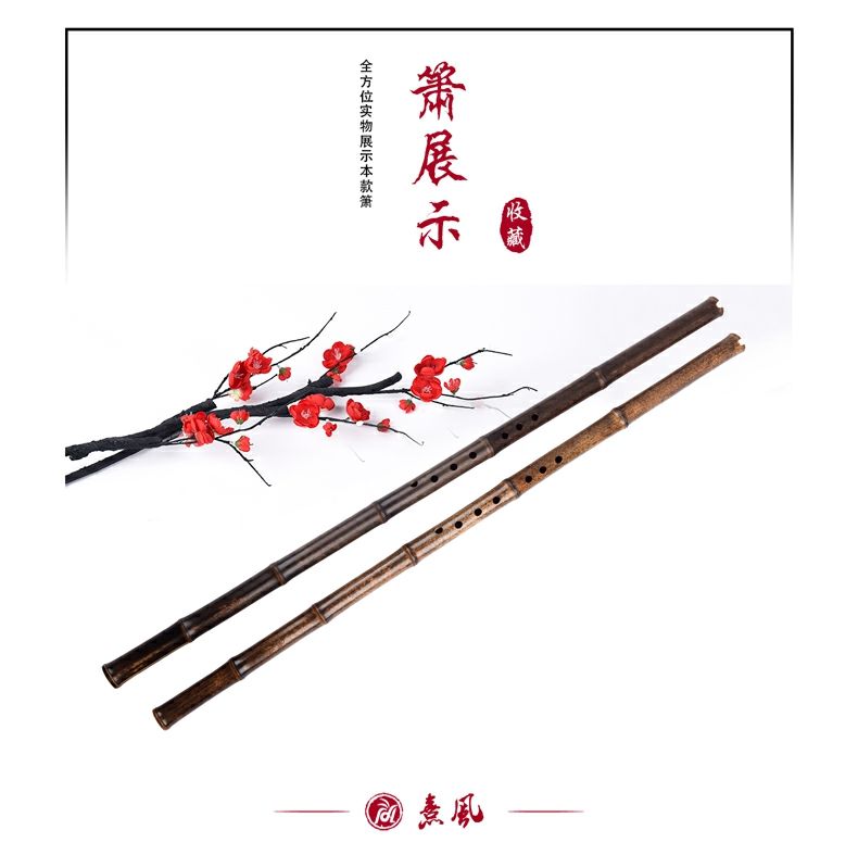 洞箫陆扬手工素一节紫竹萧初学古风e调箫高档箫笛专业gf调潇乐器8孔g