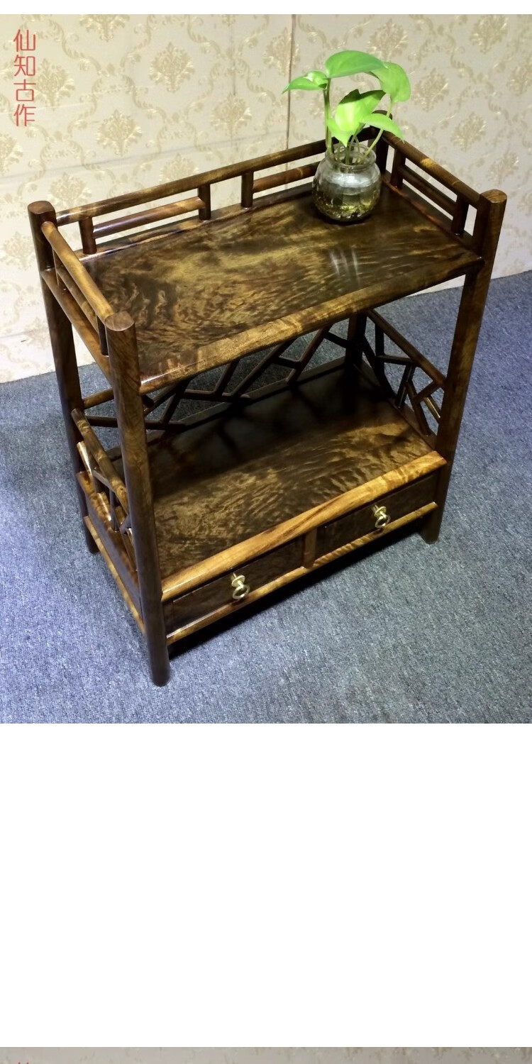 四川金丝楠木小叶桢楠阴沉木乌木冰裂茶水柜新款水波龙胆中式知古匠心